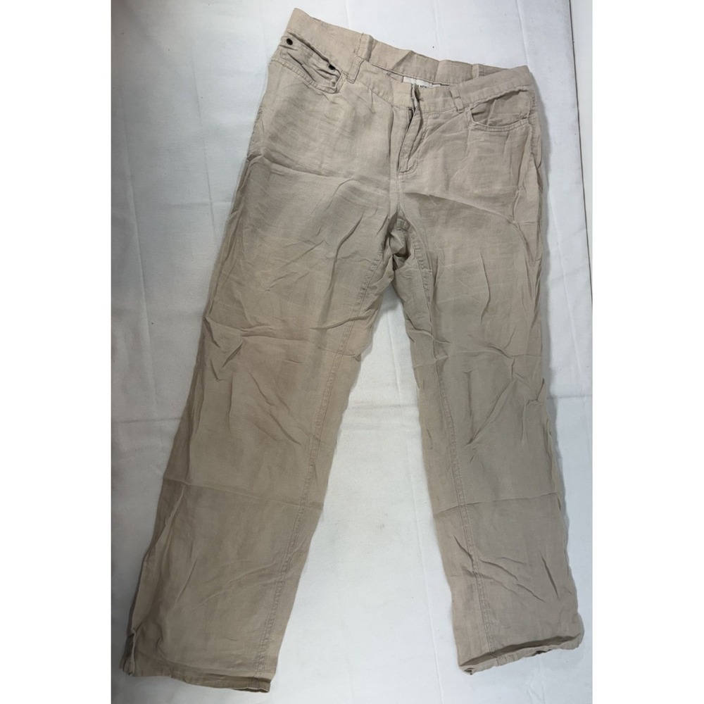 Jones New York Sport Women's Pants Size 4 Tan Beige Khaki 100% Linen Lightweight